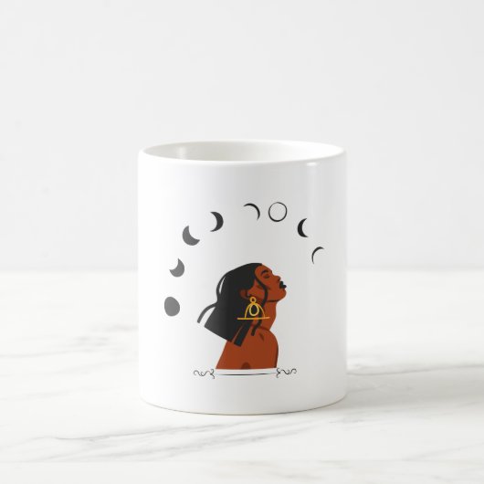 Schönes Mädchen und Mond Kaffeetasse (Mittel)