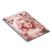 Schönes Mädchen unter den Schmetterlingen-Notebook Notizblock (Rechte Seite)