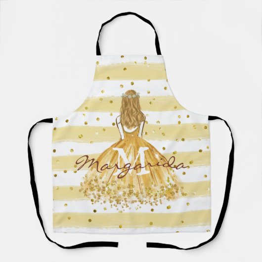 Schönes Mädchen Zeichne Royal Yellow Dress Schürze (Vorderseite)