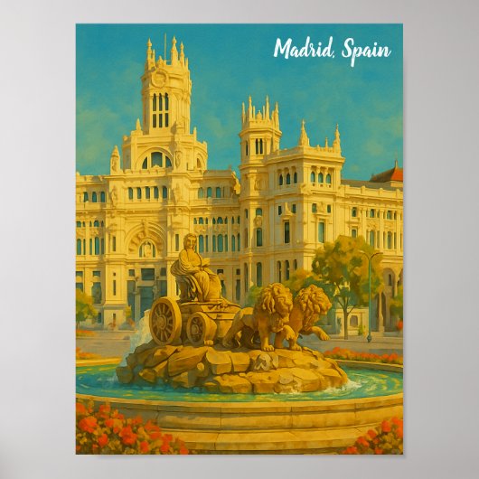 Schönes Madrid Spanien Vintage Reise Kunst Poster (Vorne)