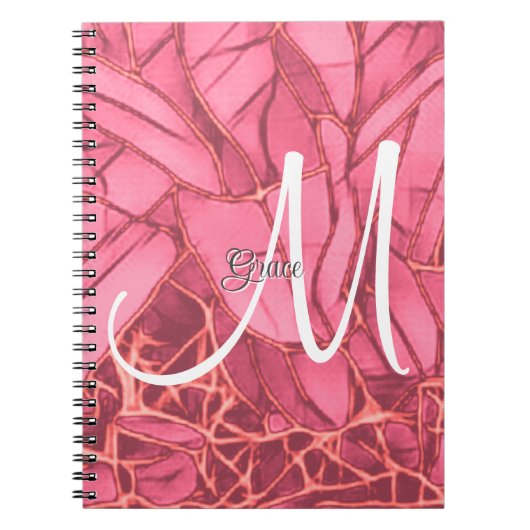 Schönes Magenta-Blütenblatt zu Monogram-Notebook Notizblock (Vorderseite)