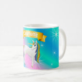 Schönes magisches Einhorn mit Regenbogenmane Kaffeetasse (VorderseiteRechts)