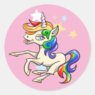 Schönes magisches Einhorn Runder Aufkleber