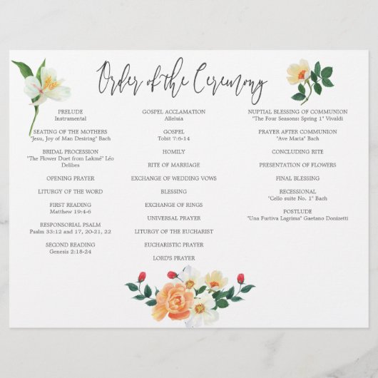 Schönes Magnolische Blume-Eheprogramm Flyer (Hinten)