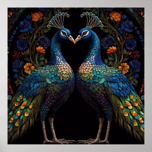 Schönes majestic Peacock Couple Cushion Poster (Vorne)