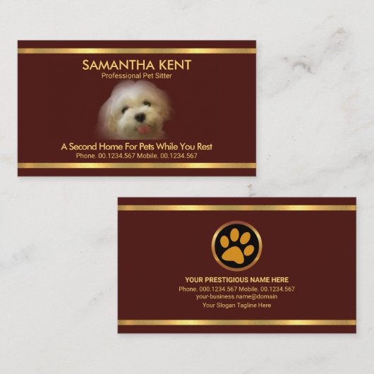 Schönes Malteser Hund Red Gold Streifen Pet Sitter Visitenkarte (Vorne/Hinten)