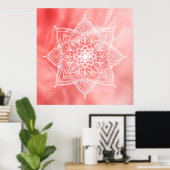 Schönes Mandala auf rosa Hintergrund Poster (Heimbüro)