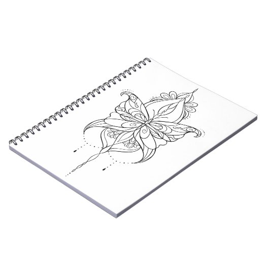 Schönes Mandala Butterfly Designmuster Notizblock (Linke Seite)