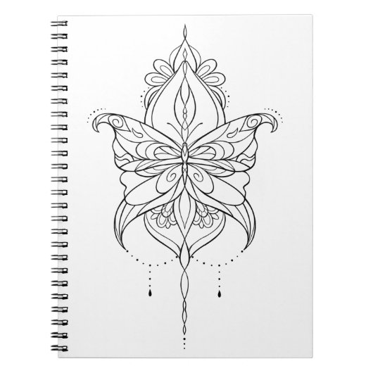 Schönes Mandala Butterfly Designmuster Notizblock (Vorderseite)
