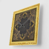 Schönes Mandala-Gold Quadratische Wanduhr (Winkel)