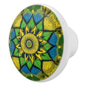 Schönes Mandala, grün, blau, gelb Keramikknauf (Rechts)