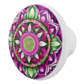 Schönes Mandala, Purpur, Pink, Grüntöne Keramikknauf (Rechts)