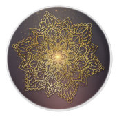 Schönes Mandala, schwarz und gold Keramikknauf (Vorderseite)