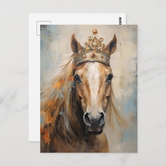 Schönes Märchenross in einer Krone Postkarte (Vorne/Hinten)