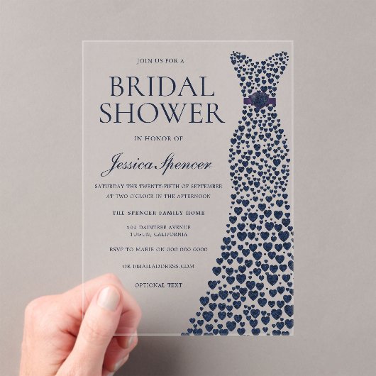 Schönes Marinekleid Elegantes Brautparty Acryleinladungen (Insitu (Handheld))