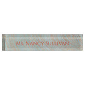 Schönes Marmordesign in Blau und Kupfer Namensplakette (Vorderseite)