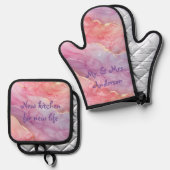 Schönes Marmorrosa und Lila moderner Spaß Ofenhandschuh & Topflappen-Set (Vorderseite/Rückseite)
