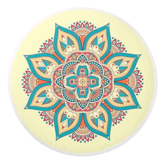 Schönes, marokkanisches Kunstdesign in Mandala Keramikknauf (Vorderseite)
