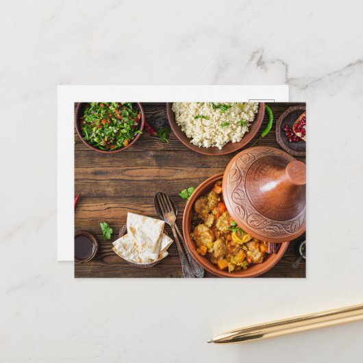 Schönes marokkanisches Tajine Marokko Küche Postkarte (Vorderseite/Rückseite Beispiel)
