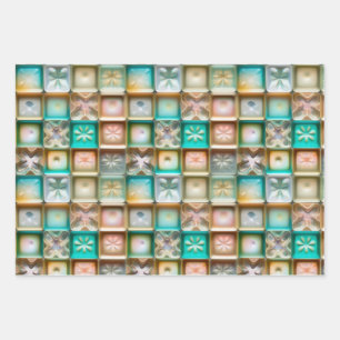 Schönes Mattiertes Glass Snowflake Tiles Muster Geschenkpapier Set
