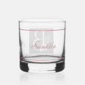 Schönes Mauve Floral Decorated Black Monogram B Whiskyglas (Rückseite)