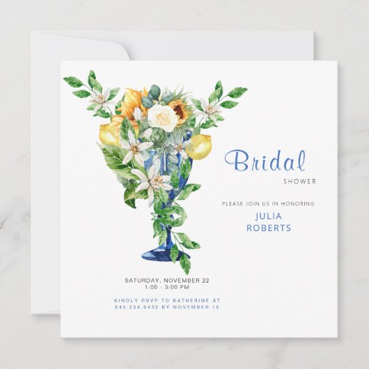 Schönes mediterranes Brautparty Einladung (Vorderseite)