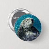 Schönes Meer Otter Niedliches blaues Wasser Button (Vorne & Hinten)