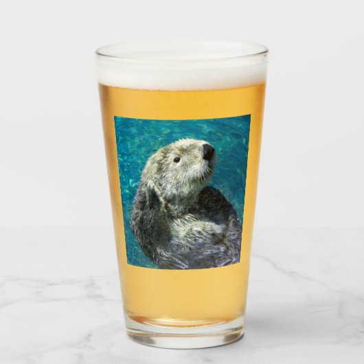 Schönes Meer Otter Niedliches blaues Wasser Glas (Vorne (Gefüllt))