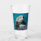 Schönes Meer Otter Niedliches blaues Wasser Glas (Vorderseite)