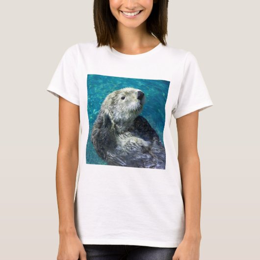 Schönes Meer Otter Niedliches blaues Wasser T-Shirt (Vorderseite)