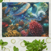 Schönes Meer Schildkröte Küchentuch (Gefaltet)