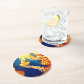 Schönes Meeresleben: Goldene Quallen Runder Pappuntersetzer (Vor Ort)