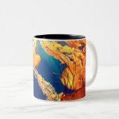 Schönes Meeresleben: Goldene Quallen Zweifarbige Tasse (VorderseiteRechts)
