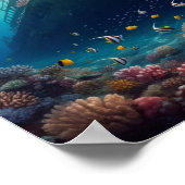 Schönes Meeresriff und Schiffswrack Poster (Ecke)