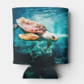 Schönes Meeresschildkröten-Meer-Unterwasserbild Dosenkühler (Rückseite)