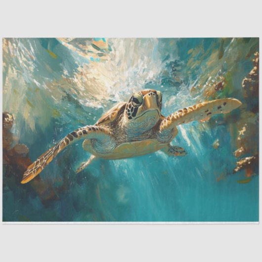 Schönes Meeresschildkrötendekoupage Seidenpapier (Vorderseite)