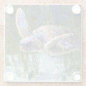 Schönes Meeresschildkrötenschwimmen Glasuntersetzer (Rückseite)