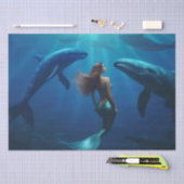 Schönes Meerjungschwimmen mit Humpbackwalen, Seidenpapier (Handwerk)