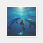 Schönes Meerjungschwimmen mit Humpbackwalen, Serviette (Vorderseite)