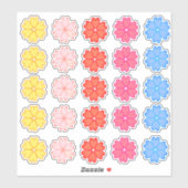 Schönes mehrfarbiges Herz-Blume-Set Aufkleber (Blatt)