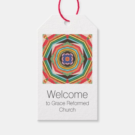 Schönes mehrfarbiges Kente Kaleidoskop Geschenkanhänger (Vorderseite)