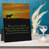 Schönes Memorial Gedicht mit Pferd im Sonnenunterg Fotoplatte (Seite)