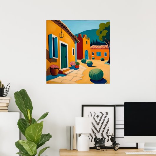 Schönes mexikanisches Dorf in den Bergen Poster (Heimbüro)