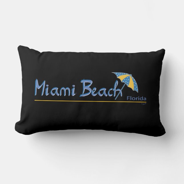 Schönes Miami Florida mit Regenschirm Lendenkissen (Vorderseite)
