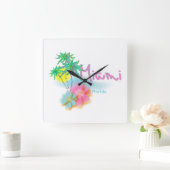 Schönes Miami Florida Quadratische Wanduhr (Zuhause)