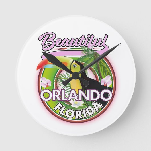 Schönes Miami Orlando Reiselogo Runde Wanduhr (Vorderseite)