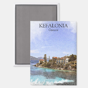 Schönes Minimal Kefalonia Griechenland Malerei Magnet
