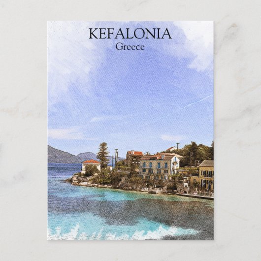 Schönes Minimal Kefalonia Griechenland Malerei Postkarte (Vorderseite)