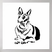 Schönes Minimalistisches B&W German Shepherd Poste Poster (Vorne)