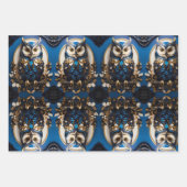 Schönes, minimalistisches blaues Owl Geschenkpapier Set (Vorderseite 2)